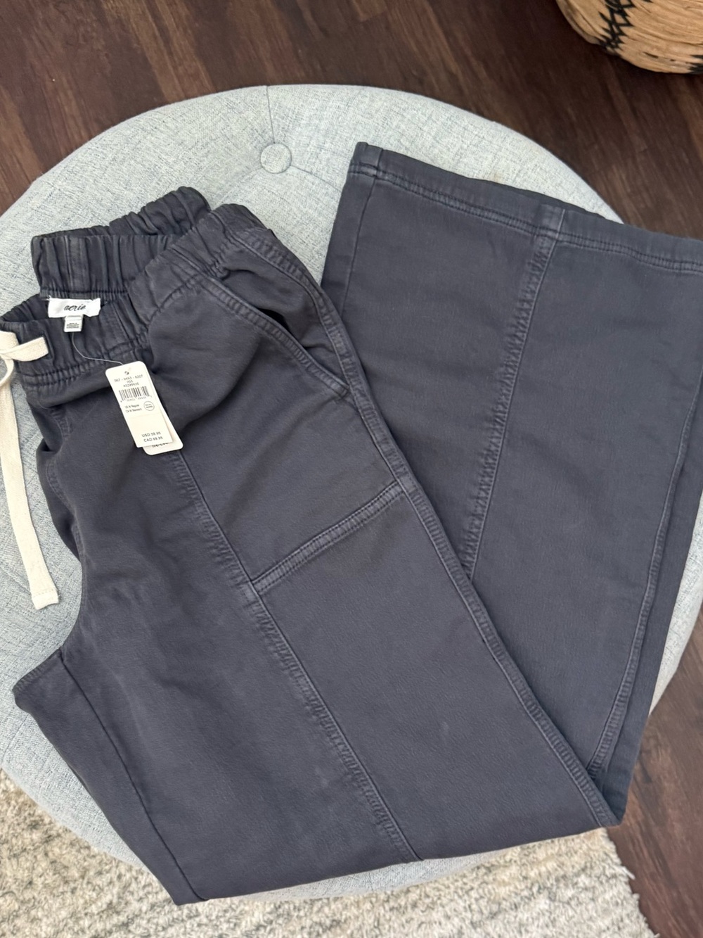 Aerieđź’ŽNWT Wide Leg Medium Me-Day Tie Waist Straight Leg Pant Size Medium 8/10 - Picture 5 of 8